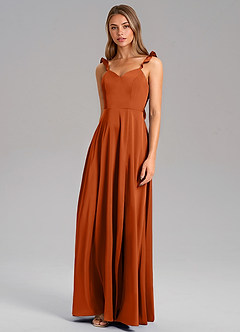 Azazie Everett Brautjungfernkleider A-Linie Stretch-Satin Kleid Gebranntes Orange image4