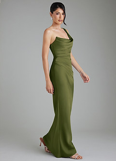 Azazie Sabrina Bridesmaid Dresses Bright Olive Mermaid Corset Stretch Satin Dress image9