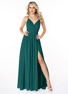 Azazie Gracie Sprzedaż ostateczna Linia A Pofałdowany Szyfon Do ziemi Sukienka image1