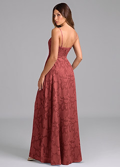 Azazie Wren Bridesmaid Dresses Terracotta A-Line Strapless Floral Burnout Dress image4