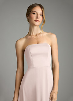 Azazie Wren Bridesmaid Dresses Blushing Pink A-Line Strapless Stretch Satin Convertible Dress image4