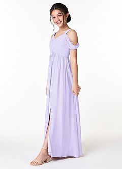 Azazie Lianne Junior Lilac A-Line Off the Shoulder Chiffon Dress image3