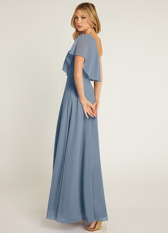 Azazie Lizzy Robes de demoiselle d'honneur Robe Trapèze en Mousseline de soie Ue épaule Violet Crépusculaire image6