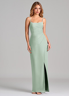 Azazie Calandra Bridesmaid Dresses Agave Sheath Pleated Chiffon Dress image5