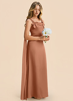 Azazie Chelsea Junior Bronzer Sheath Pleated Stretch Satin Dress image6