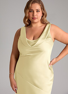 Azazie Rylina Final Sale Lemon Sorbet Mermaid Stretch Satin Dress image11