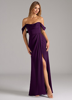 Azazie Johana Bridesmaid Dresses Grape Mermaid Off the Shoulder Stretch Satin Convertible Dress image1