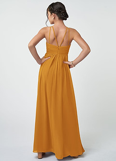 Azazie Leighton Junior Butterscotch A-Line Pleated Chiffon Dress image3