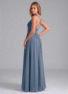 Azazie Francis Robes de demoiselle d'honneur Robe Trapèze en Mousseline de soie Corset Violet Crépusculaire image2