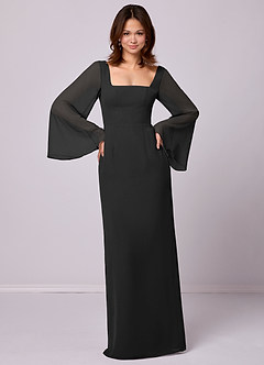 Barbie ♥ Azazie Bridesmaid Dresses Sheath Bow Chiffon Floor-Length Dress image4