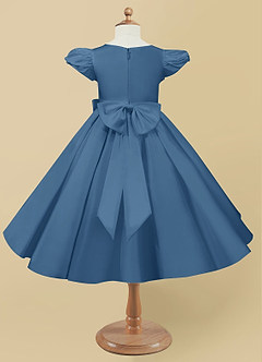 Azazie Jewel Flower Girl Dresses Twilight Ball-Gown Pleated Matte Satin Dress image5