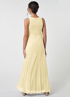 Azazie Lindie Junior Lemon Sorbet A-Line Pleated Chiffon Dress image2
