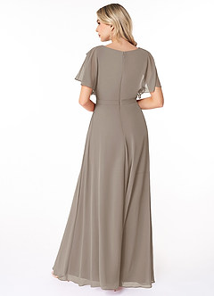 Azazie Aaliyah Modest Bridesmaid Dresses A-Line Scoop Pleated Chiffon Floor-Length Dress image2