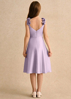 Azazie Resa Girls Formal Vente finale Robe Trapèze en Mat Satiné Plissée Frostiges Flieder image2