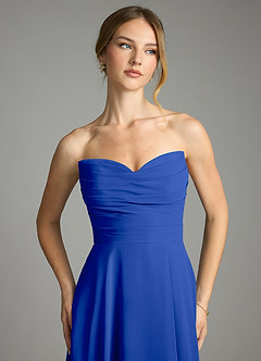 Azazie Ayla Abiti da Damigella Abito A-Line in Chiffon Scollo a Cuore Blu Reale image4