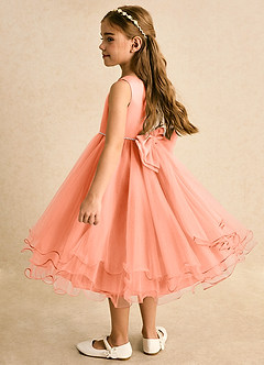 Azazie Lass vestidos de niña de las flores Vestido de Atardecer de Tul de Corte En A con Lazo image3