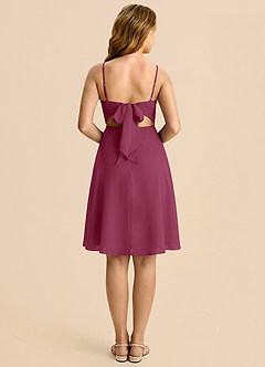 Azazie Shale Junior Mulberry A-Line Bow Chiffon Dress image2