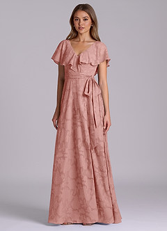 Azazie Lainey Bridesmaid Dresses Rosette A-Line with Pockets Floral Burnout Dress image4