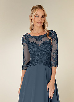 Azazie Monza Kleider für die Brautmutter A-Linie Spitze Chiffon Kleid Neptunblau image5