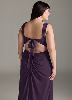 Azazie Jesaphine Bridesmaid Dresses Plum Sheath Bow Chiffon Dress image14