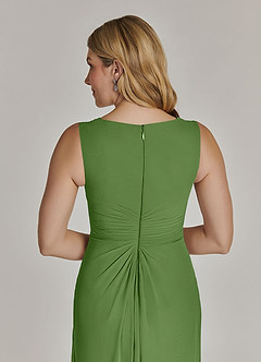 Azazie Manuella Mère de la mariée Robes Robe Trapèze en Mousseline de soie Col V plissé Basilic image9