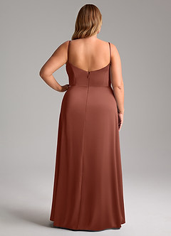 Azazie Azuree Bridesmaid Dresses Auburn A-Line Pleated Stretch Satin Dress image10