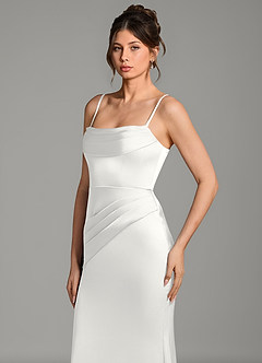 Azazie Alanis Brautjungfernkleider Wandelbar Meerjungfrau-Linie Korsett Stretch-Satin Kleid Weiß image7