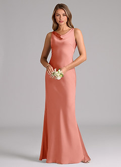 Azazie Allettie Brautjungfernkleider Meerjungfrau-Linie Stretch-Satin Kleid Koralle image3