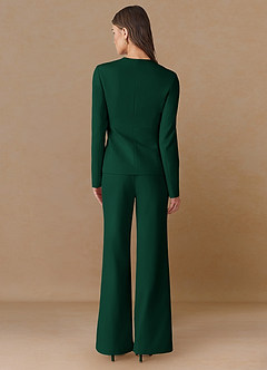 front Elara Emerald Refined Weave Tailored Blazer