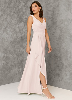 Azazie Kori Bridesmaid Dresses Rose Petal A-Line Pleated Chiffon Dress image3