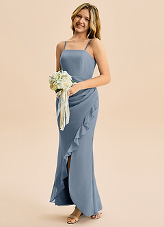 Azazie Buzzy Junior Robe Fourreau en Mousseline de soie Plissée Violet Crépusculaire image3