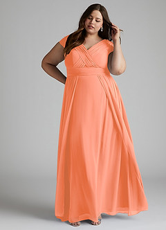 Azazie Organa Brautjungfernkleider A-Linie Plissee Chiffon Kleid Sonnenuntergang image8