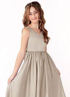 Azazie Hathaway Junior Frost A-Line Bow Stretch Satin Dress image5
