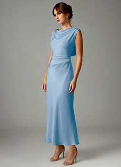 Azazie Kieryn Brudtärnklänningar Klä av Sjöjungfru i Stretch Satin Plisserad Puderblå image3