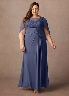 Azazie Hera Mother of the Bride Dresses Stormy A-Line Lace Capelet Chiffon Dress image6