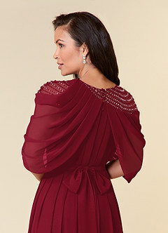 Azazie Olena vestidos de madre de la novia Vestido de Borgoña de Gasa de Corte En A con Lentejuela image6