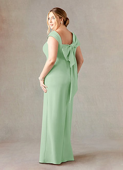 Azazie Ellen Mother of the Bride Dresses Dusty Sage Sheath Side Slit Stretch Crepe Dress image9