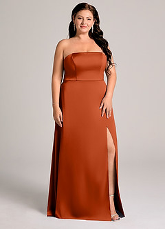 Azazie Wren Brudtärnklänningar Klä av A-Linje i Stretch Satin Axelbandslös Paprika Konvertibel image9