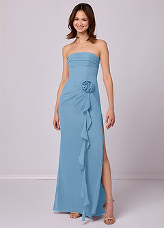 Barbie ♥ Azazie Bridesmaid Dresses Steel Blue Sheath Strapless Chiffon Convertible Dress image3