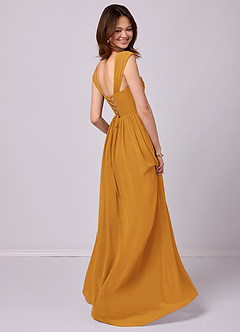 Barbie ♥ Azazie Bridesmaid Dresses Butterscotch A-Line Corset Chiffon Dress image4