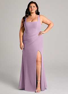Azazie Mero Bridesmaid Dresses Wisteria Sheath Pleated Chiffon Dress image9