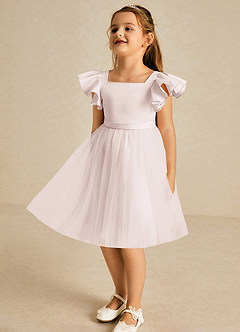 Azazie Kaeya Flower Girl Dresses Rose Petal A-Line Bow Tulle Dress image4
