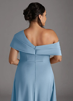 Azazie Milton Mère de la mariée Robes Robe Trapèze en Satin extensible Plissée Poudre Bleue image10