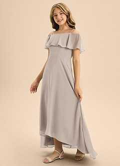 Azazie Maggie Junior Frost A-Line Off the Shoulder Chiffon Dress image4