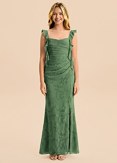 Azazie Jessamine Junior Eucalyptus Mermaid Sweetheart Neckline Floral Burnout Dress image5