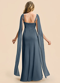 Azazie Chelsea Junior Twilight Sheath Pleated Stretch Satin Dress image2