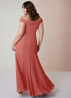 Azazie Lecia Bridesmaid Dresses Antique Rose Empire Off-The-Shoulder Pleated Chiffon Convertible Dress image9
