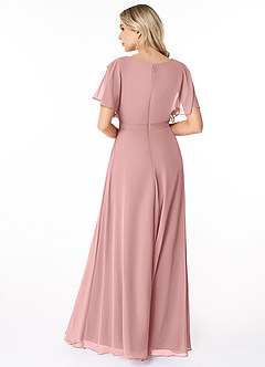 Azazie Aaliyah Modest Bridesmaid Dresses A-Line Scoop Pleated Chiffon Floor-Length Dress image2