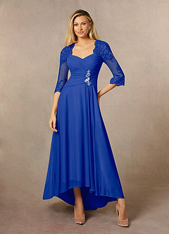 Azazie Anne Mother of the Bride Dresses Sheath Sweetheart Sequins Lace Asymmetrical Dress image4