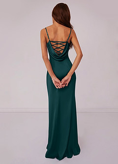 Barbie ♥ Azazie Bridesmaid Dresses Pine Mermaid Corset Stretch Satin Dress image2
